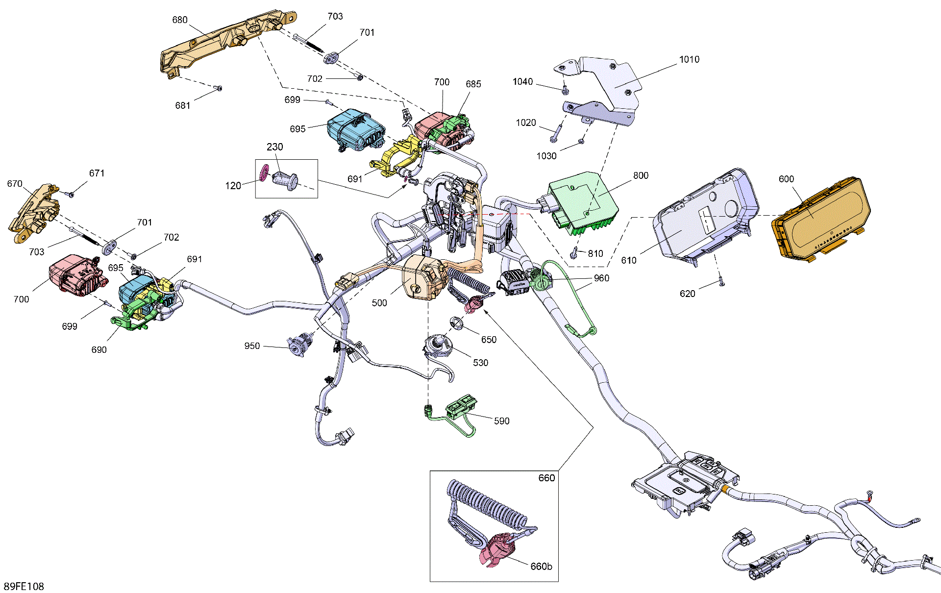 An Image of a Genuine Can-Am Parts Schematic Diagram showing the schematic - ELECTRIC - FRONT SECTION