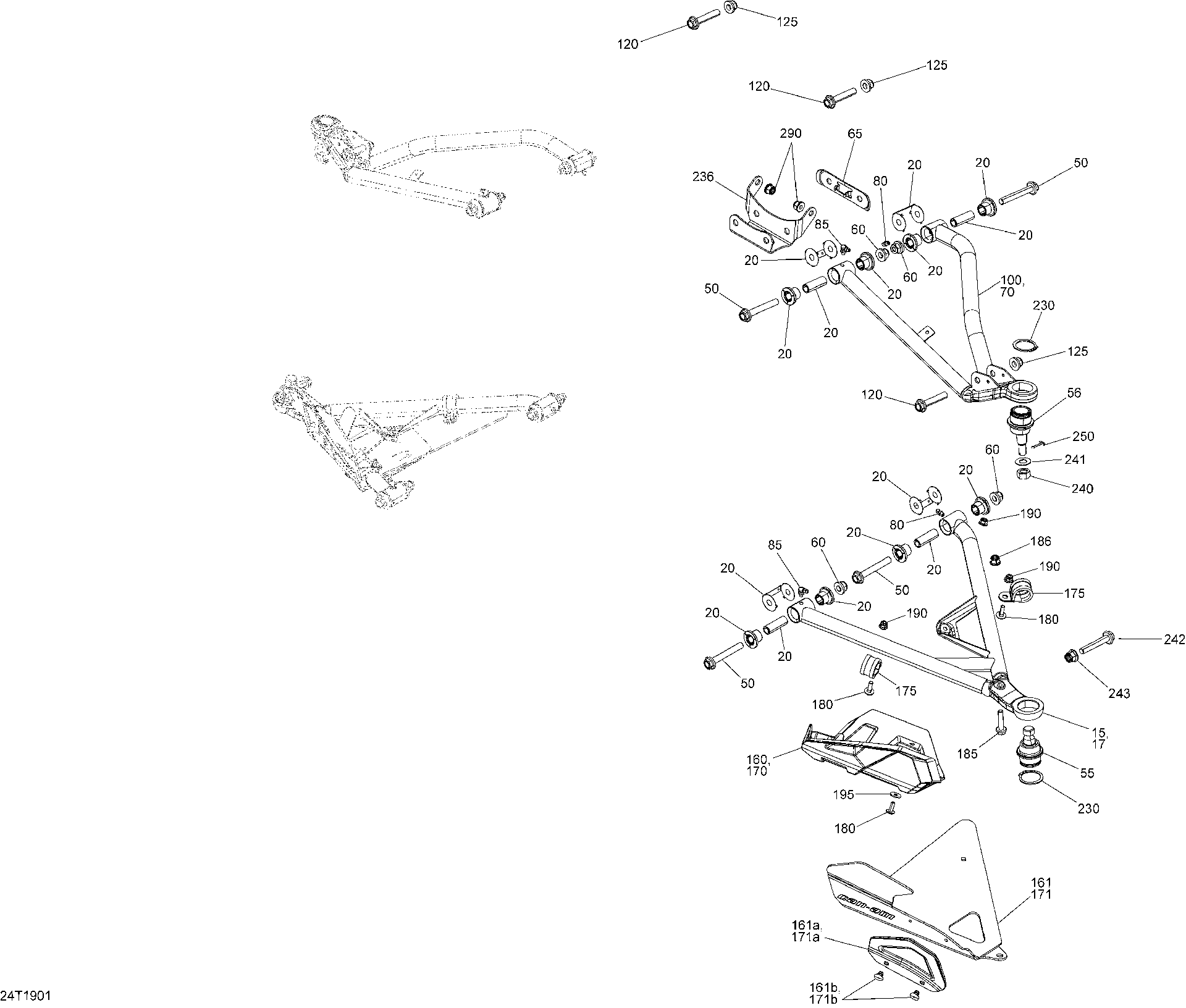 An Image of a Genuine Can-Am Parts Schematic Diagram showing the schematic - FRONT SUSPENSION