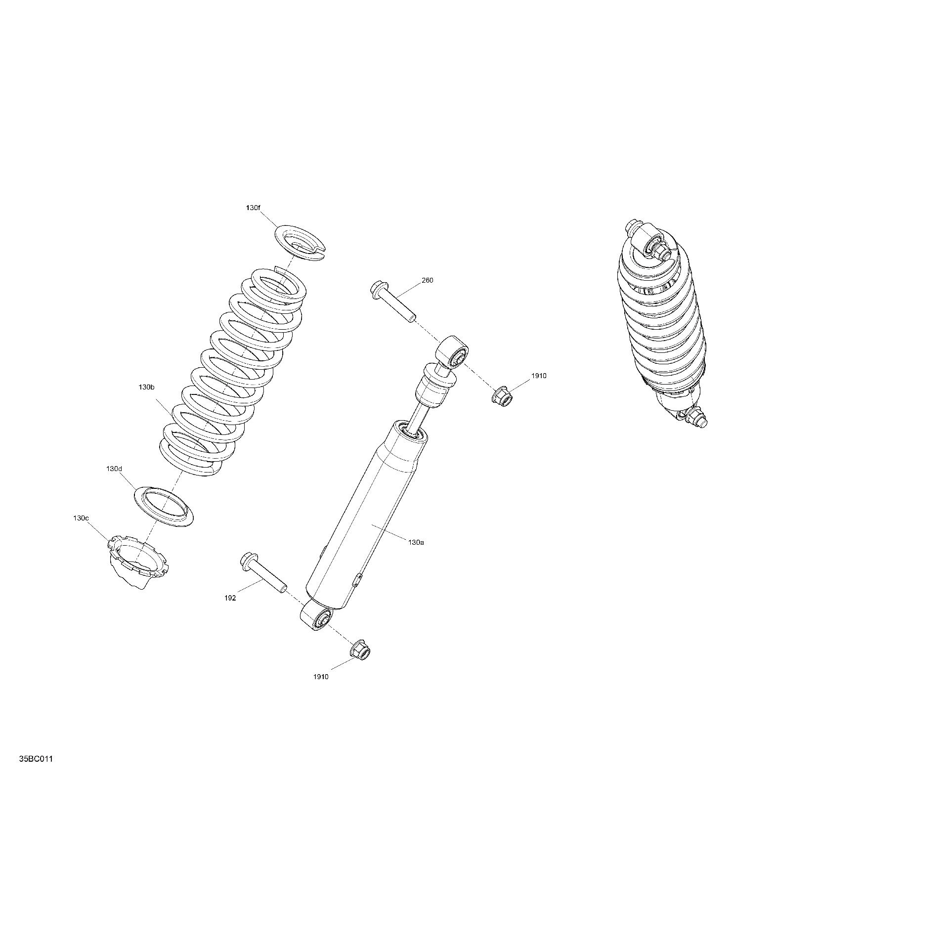 An Image of a Genuine Can-Am Parts Schematic Diagram showing the schematic - SUSPENSION - FRONT SHOCKS