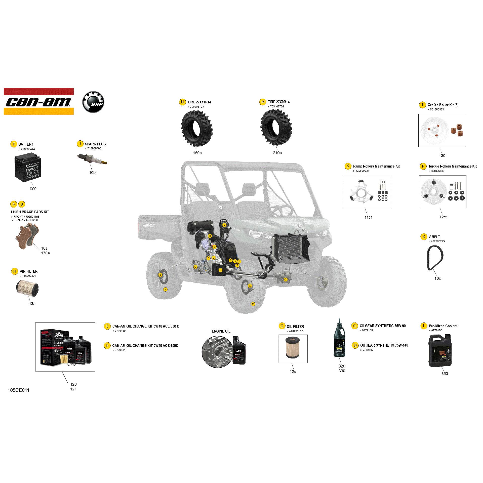 An Image of a Genuine Can-Am Parts Schematic Diagram showing the schematic - SERVICE - MAINTENANCE PARTS & FLUIDS
