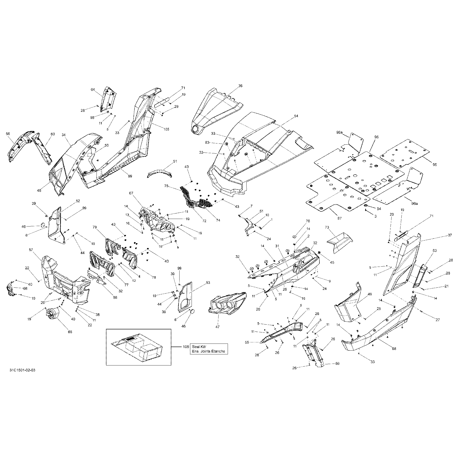 An Image of a Genuine Can-Am Parts Schematic Diagram showing the schematic - BODY AND ACCESSORIES _31C1502