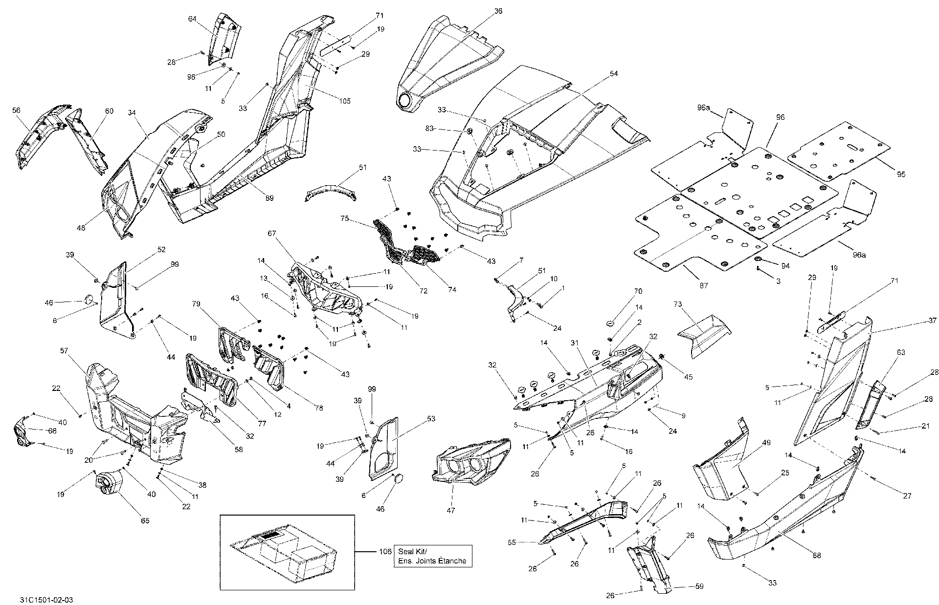 An Image of a Genuine Can-Am Parts Schematic Diagram showing the schematic - BODY AND ACCESSORIES _31C1501
