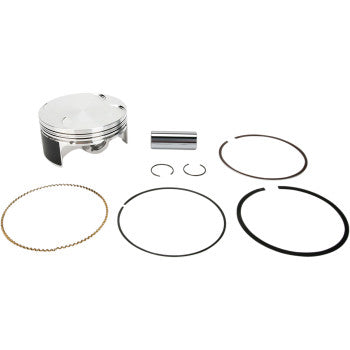 The Honda Piston Kit 94.00 mm by Wiseco features a forged 4-stroke piston, wrist pin, two circlips, and four piston rings—engineered for performance and superior strength-to-weight ratio.