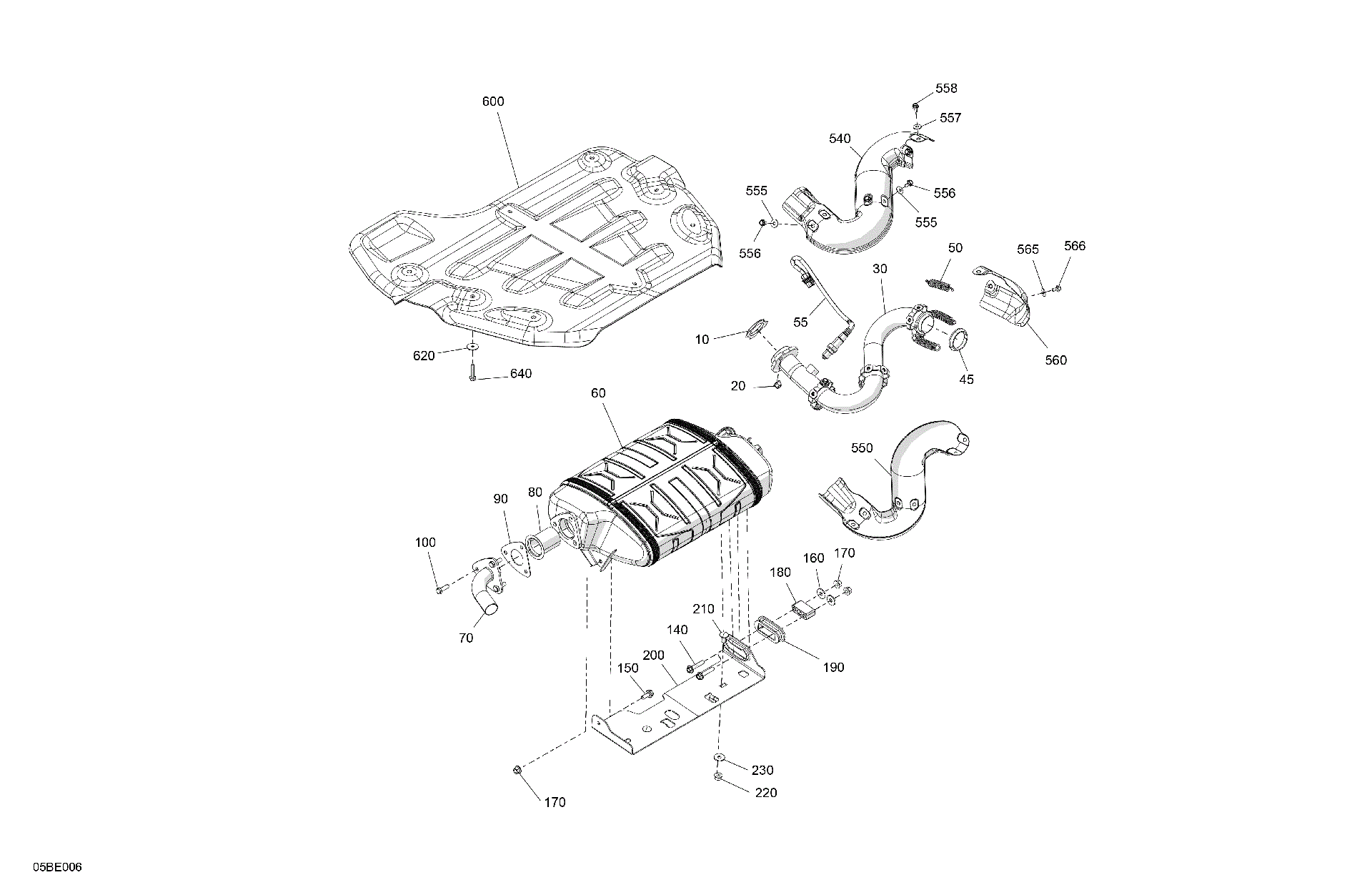 An Image of a Genuine Can-Am Parts Schematic Diagram showing the schematic - ENGINE - EXHAUST