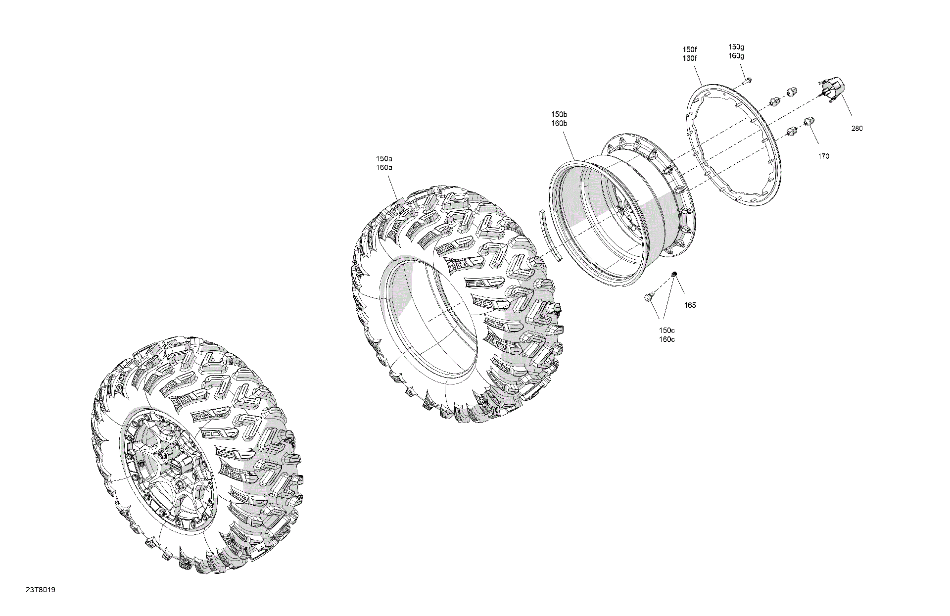 An Image of a Genuine Can-Am Parts Schematic Diagram showing the schematic - DRIVE - REAR WHEELS