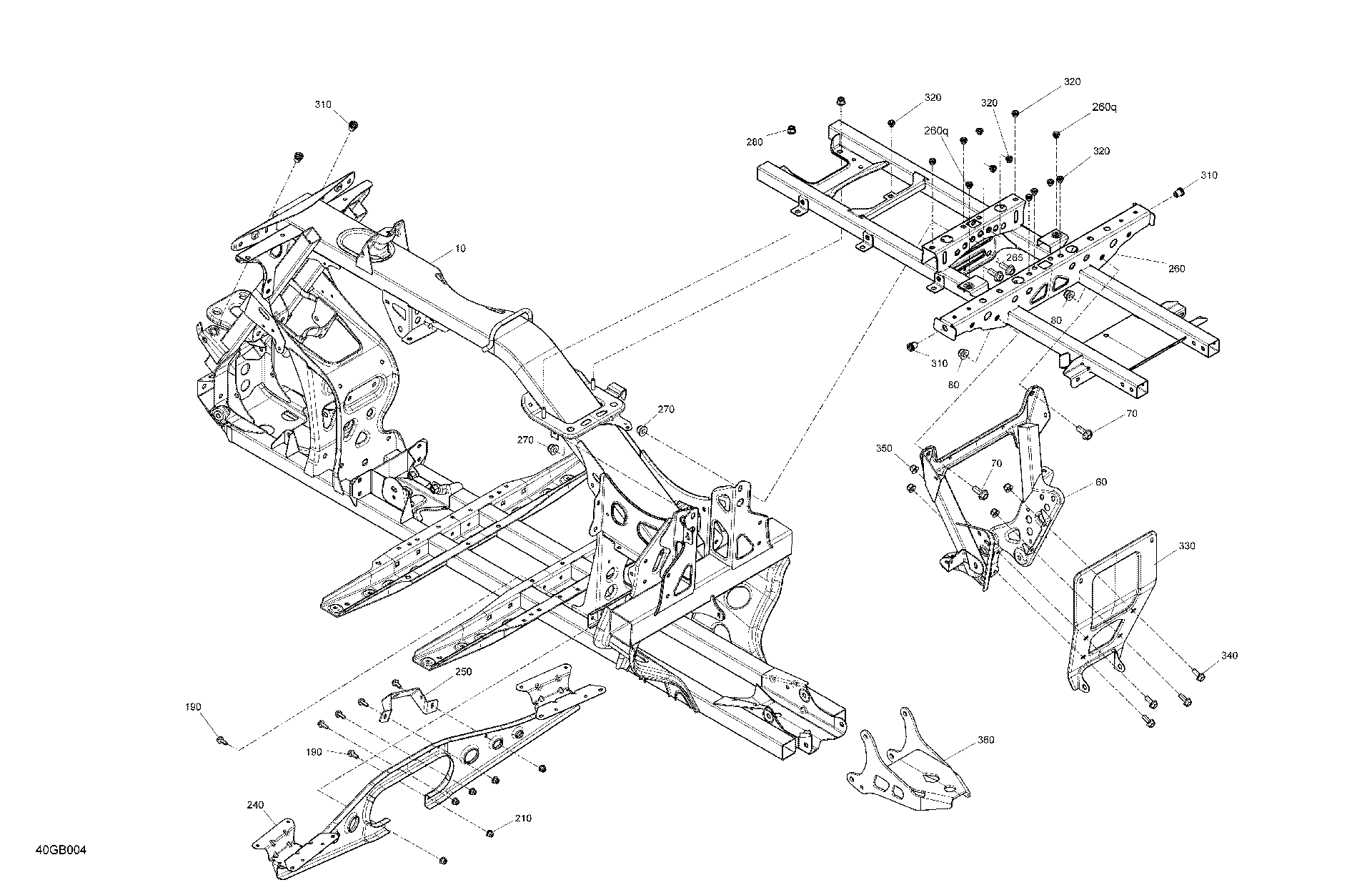 An Image of a Genuine Can-Am Parts Schematic Diagram showing the schematic - FRAME - SYSTEM