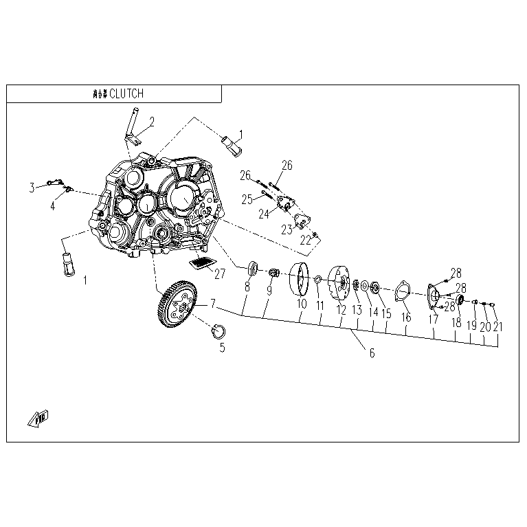 An Image of a genuine CFMOTO Parts Schematic Diagram showing the group - CLUTCH - 2023 CFMOTO CFORCE 110