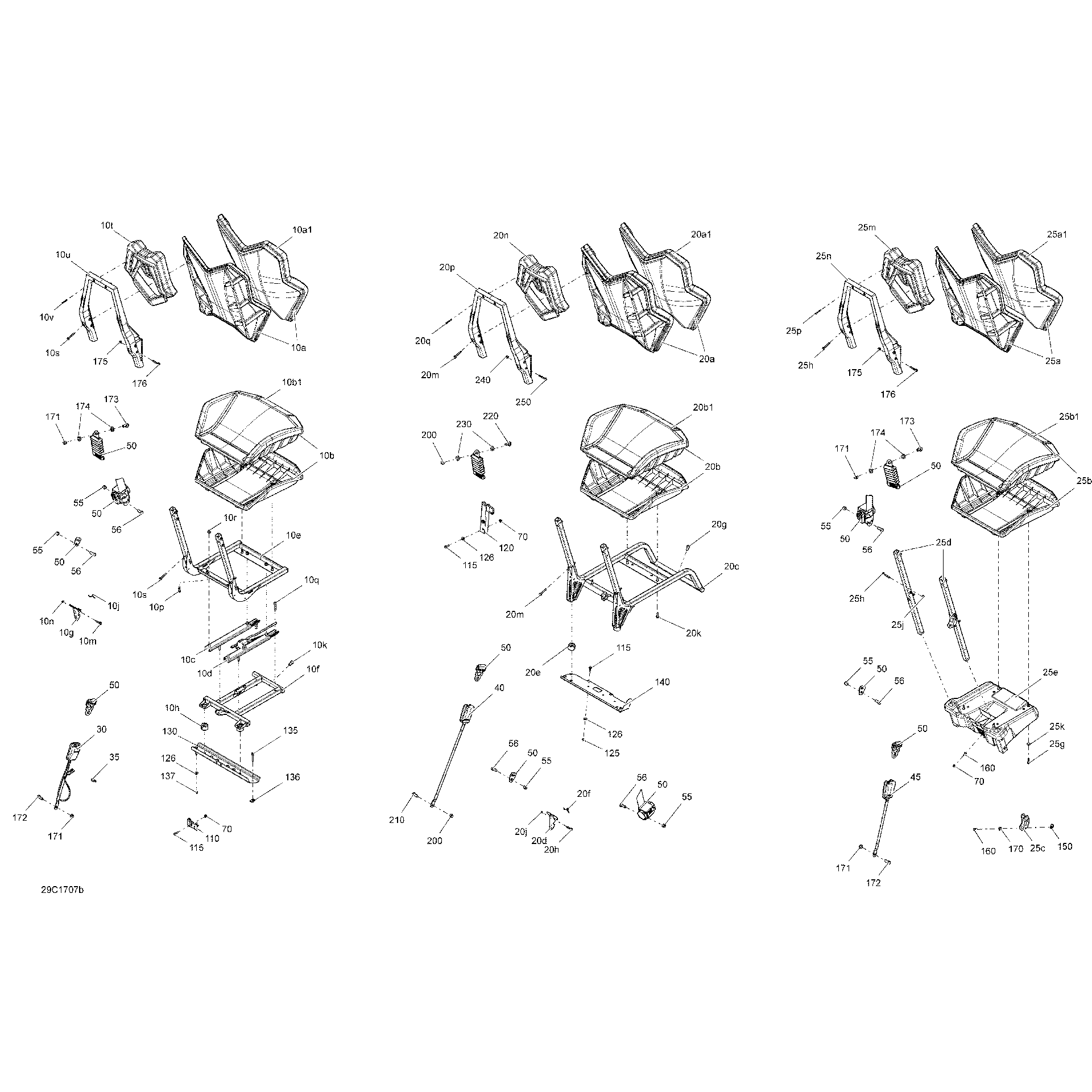 An Image of a Genuine Can-Am Parts Schematic Diagram showing the schematic - SEAT - TURBO