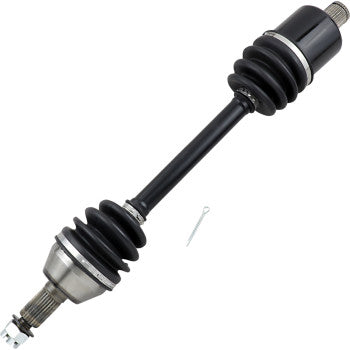 Black steel Polaris RZR 900 rear axle kit with rubber protective boots and metal joints.