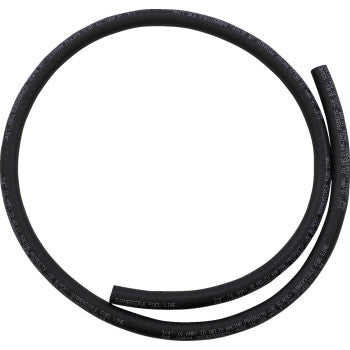 A Helix Submersible Fuel Line 30R, 1/4" x 3', is coiled in a loose circle on a white background with printed text visible along its length.