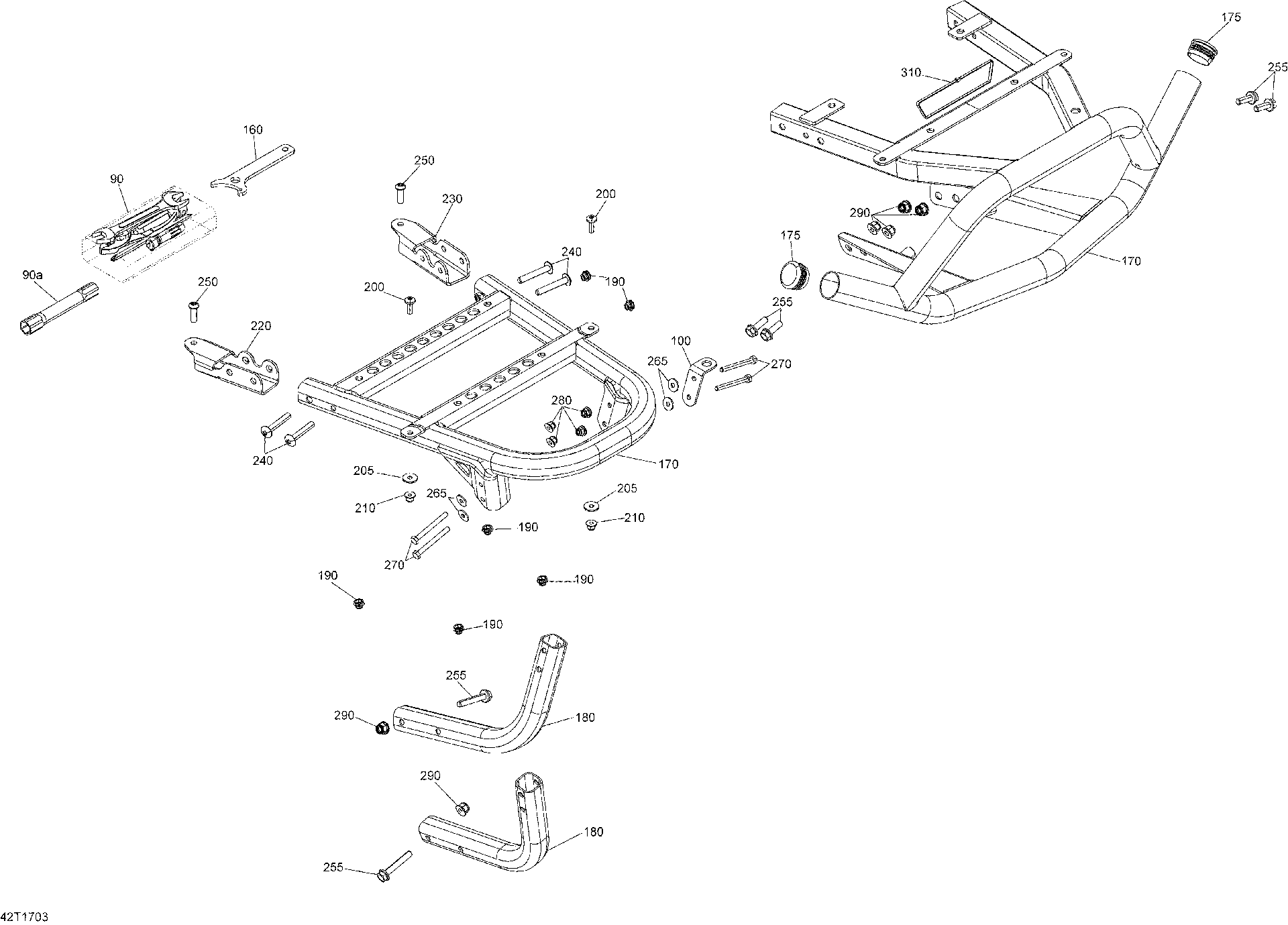 An Image of a Genuine Can-Am Parts Schematic Diagram showing the schematic - REAR CARGO BOX - ALL MODELS