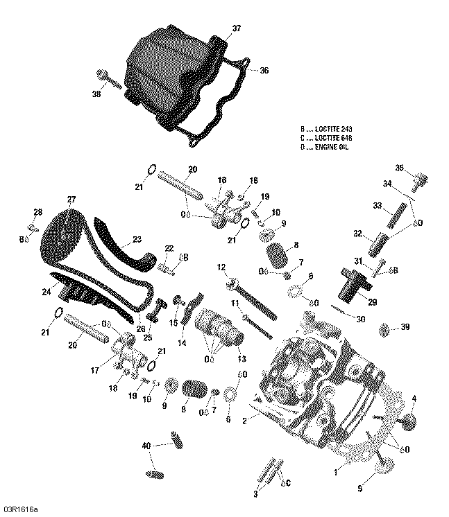 An Image of a Genuine Can-Am Parts Schematic Diagram showing the schematic - CYLINDER HEAD FRONT - 650 EFI