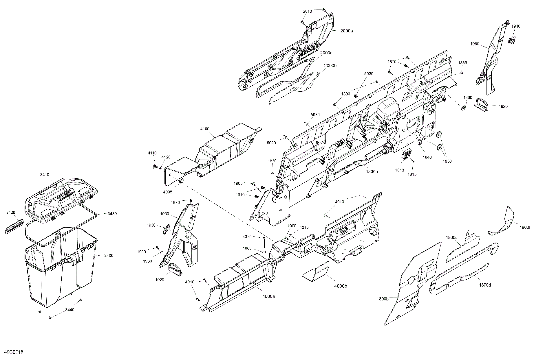 An Image of a Genuine Can-Am Parts Schematic Diagram showing the schematic - CAB INTERIOR - BACK WALL
