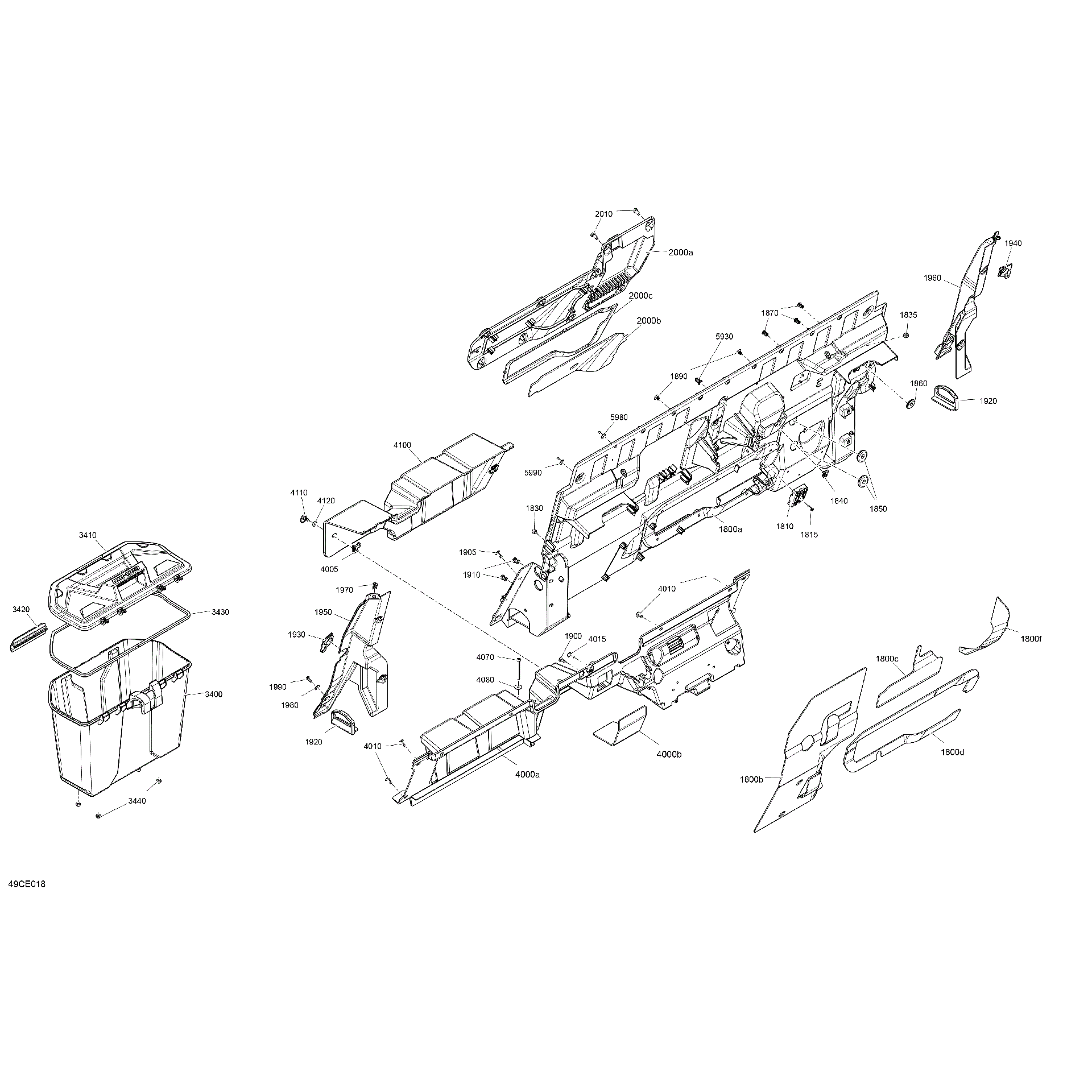 An Image of a Genuine Can-Am Parts Schematic Diagram showing the schematic - CAB INTERIOR - BACK WALL