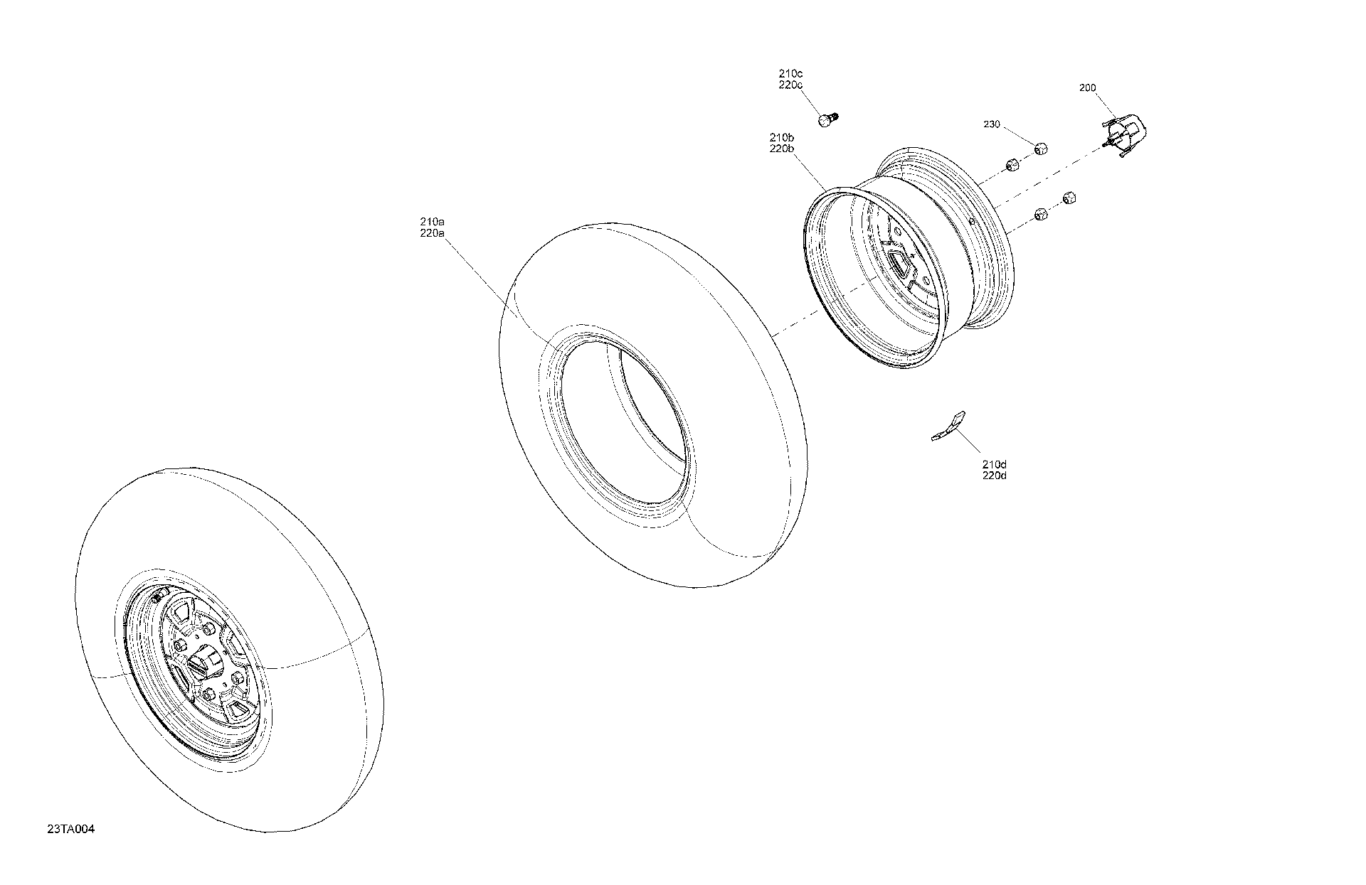 An Image of a Genuine Can-Am Parts Schematic Diagram showing the schematic - DRIVE - FRONT WHEELS - STD