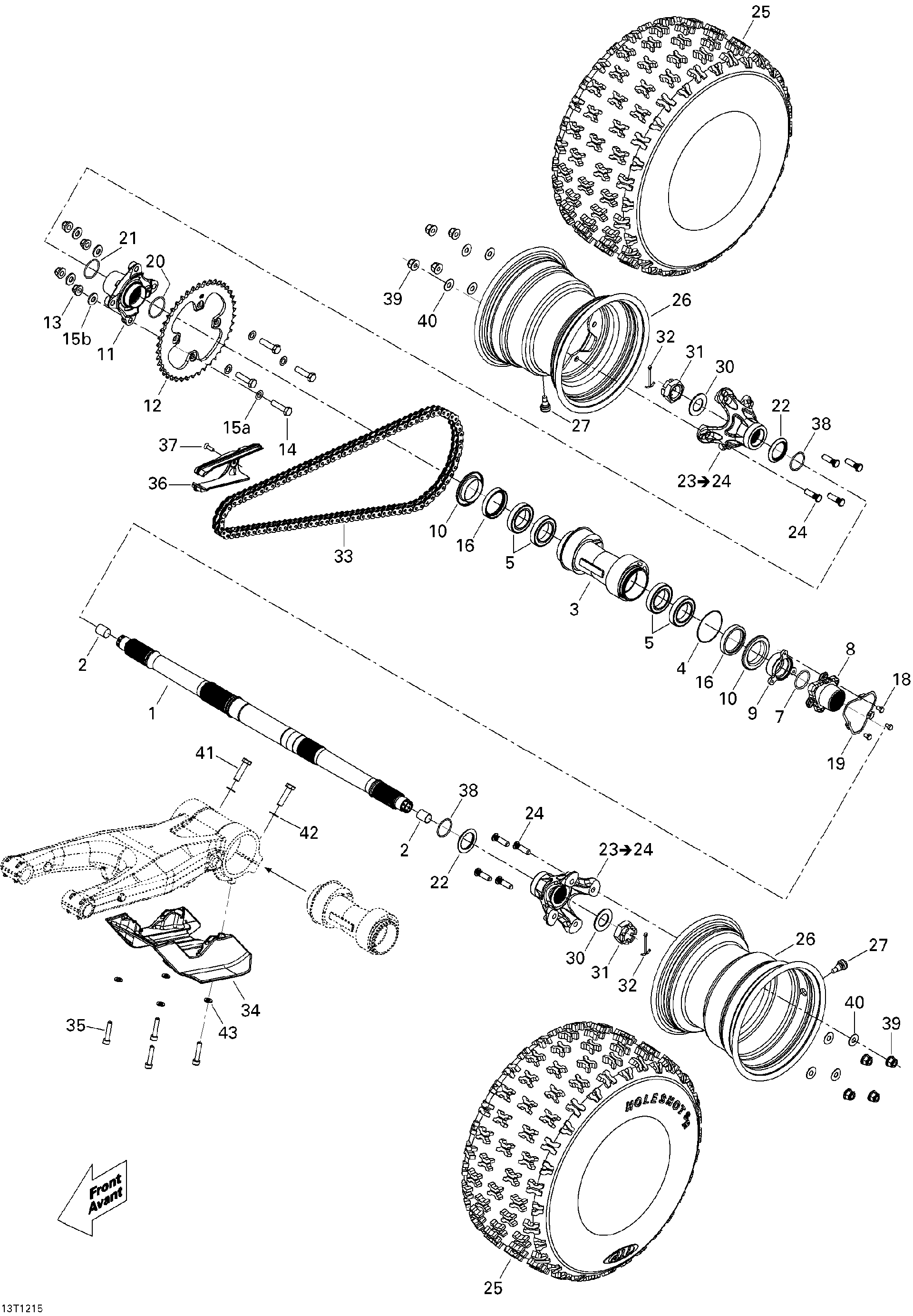 An Image of a Genuine Can-Am Parts Schematic Diagram showing the schematic - DRIVE SYSTEM REAR