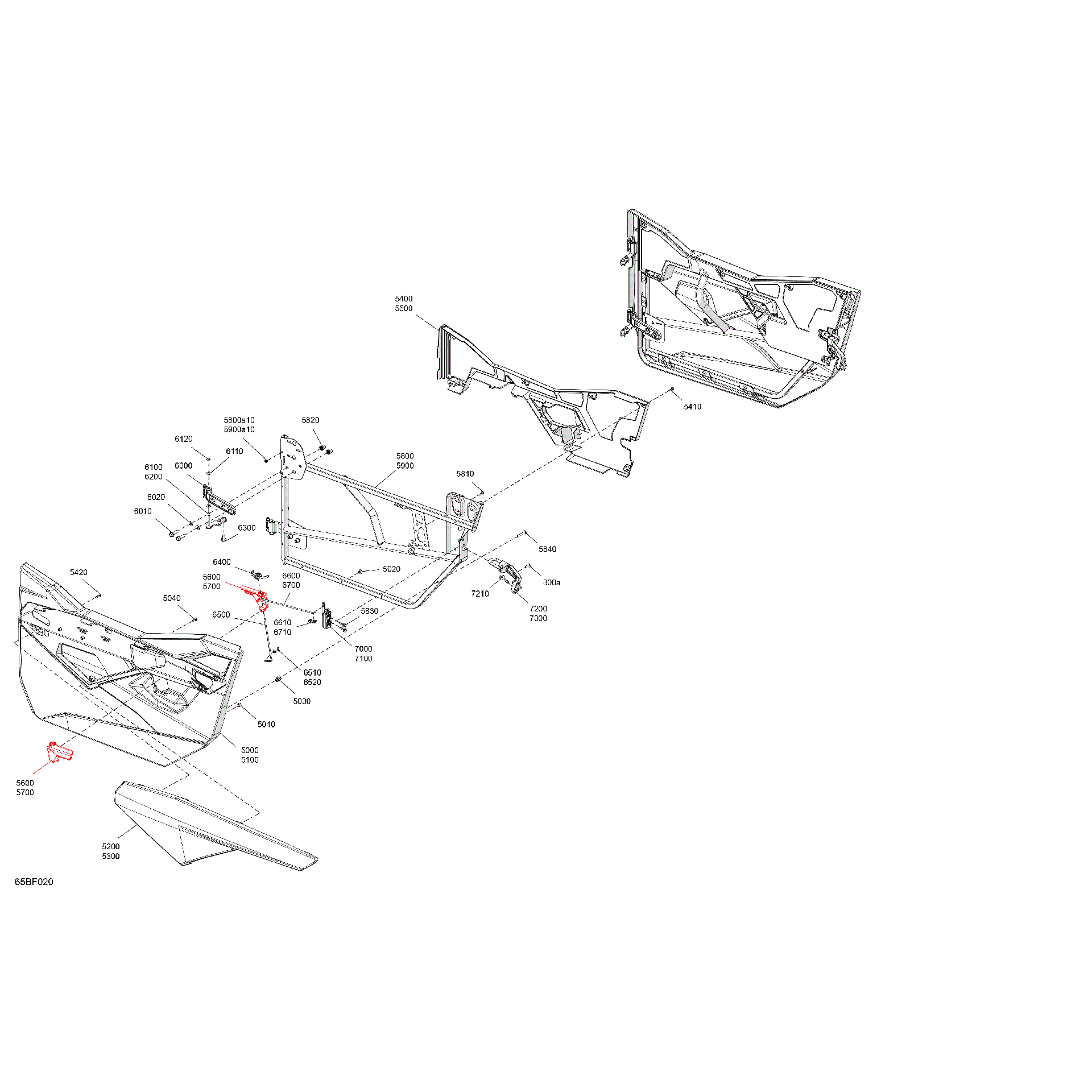 An Image of a Genuine Can-Am Parts Schematic Diagram showing the schematic - ENCLOSURE CAB - DOORS
