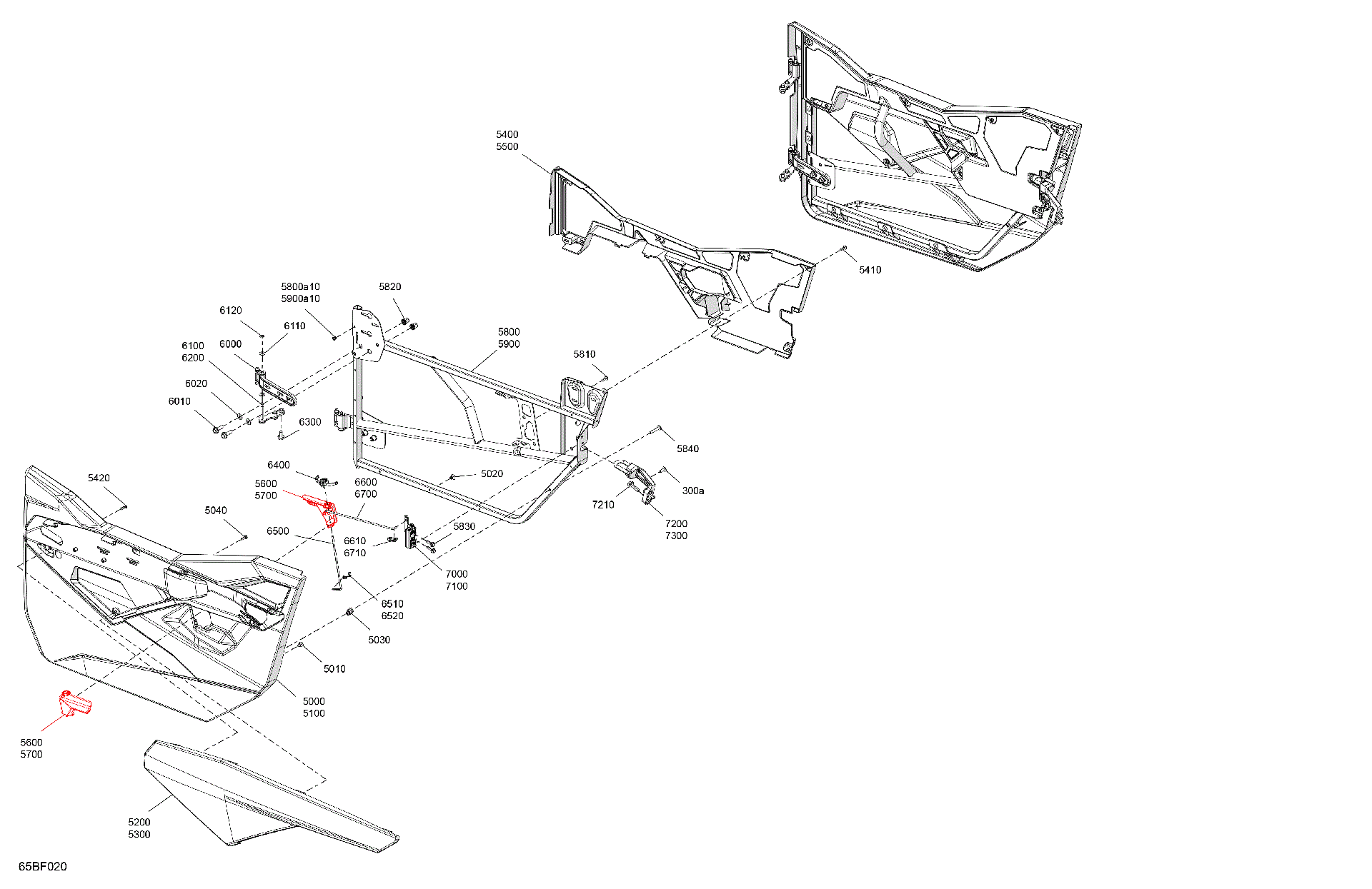 An Image of a Genuine Can-Am Parts Schematic Diagram showing the schematic - ENCLOSURE CAB - DOORS