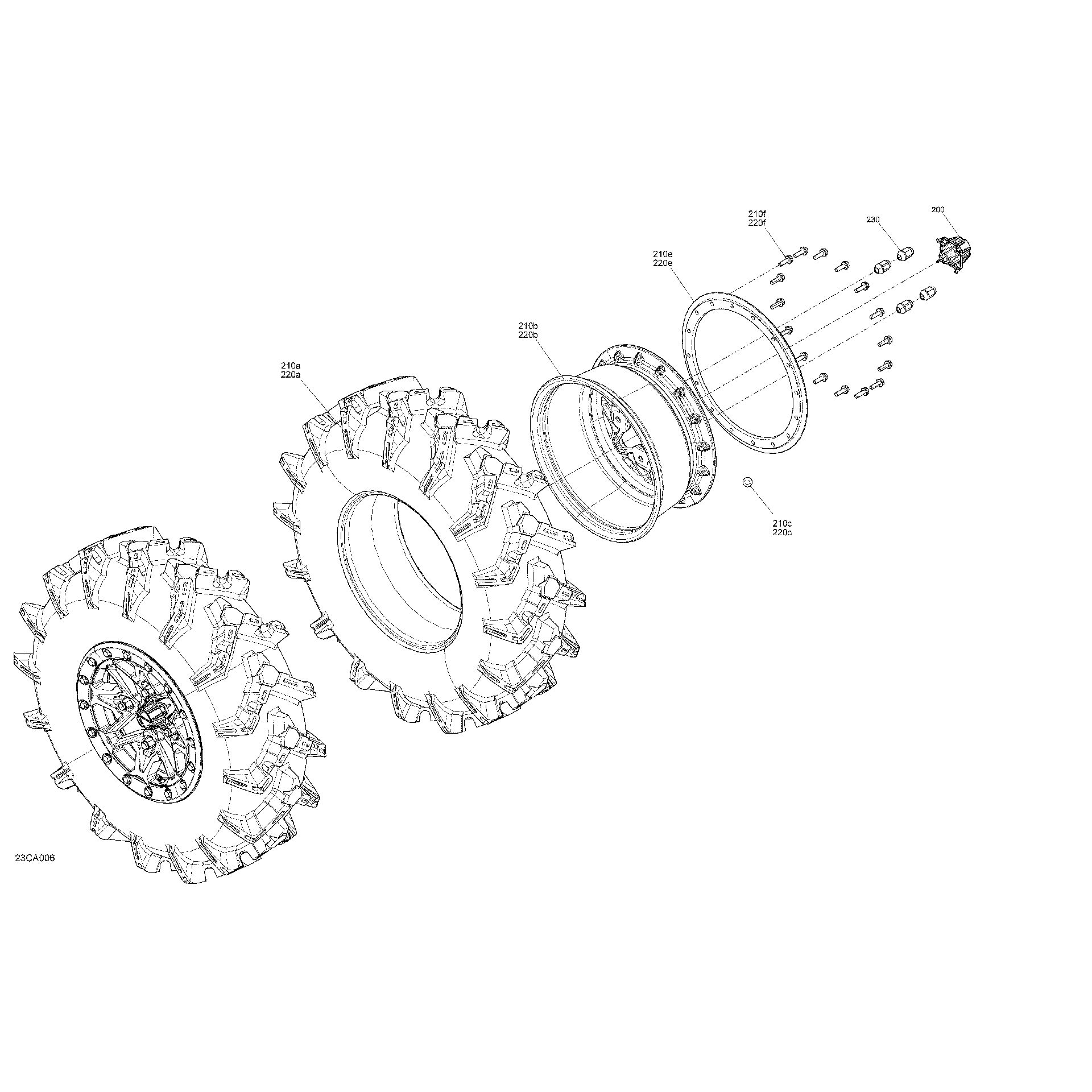 An Image of a Genuine Can-Am Parts Schematic Diagram showing the schematic - DRIVE - FRONT WHEELS - X MR