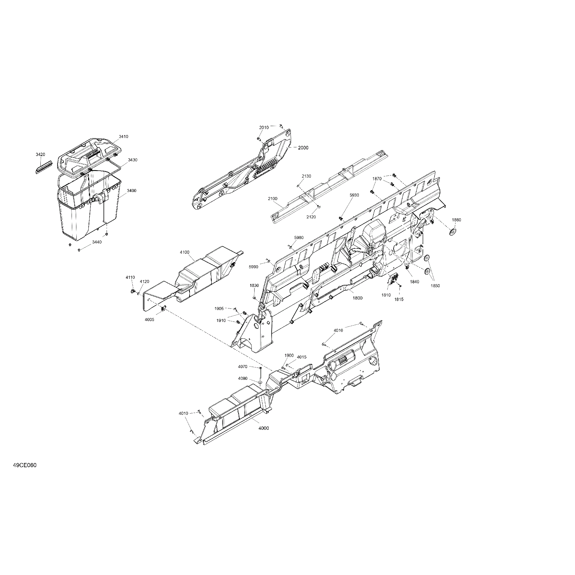An Image of a Genuine Can-Am Parts Schematic Diagram showing the schematic - CAB INTERIOR - BACK WALL