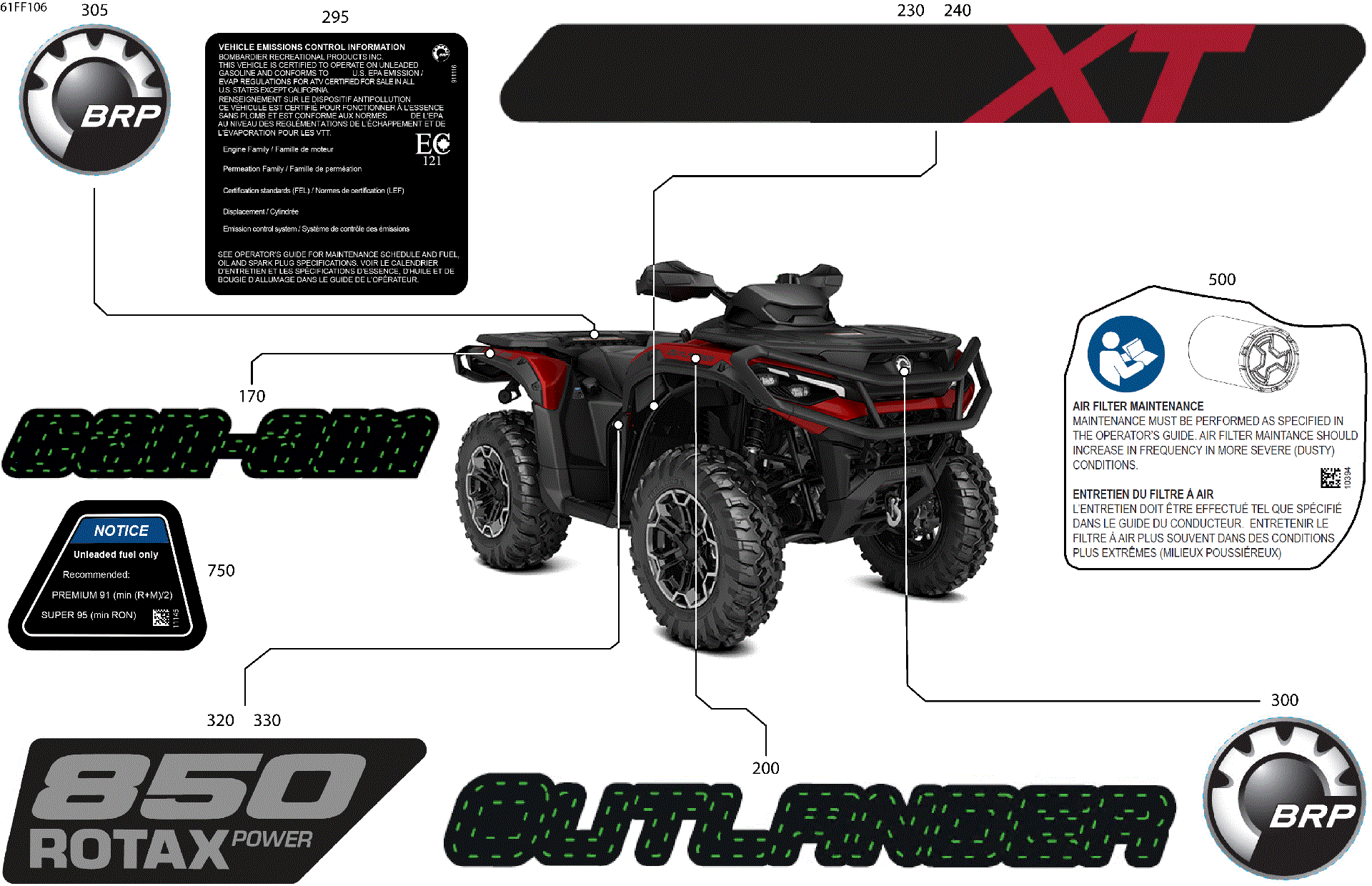 An Image of a Genuine Can-Am Parts Schematic Diagram showing the schematic - BODY - FEATURE DECALS