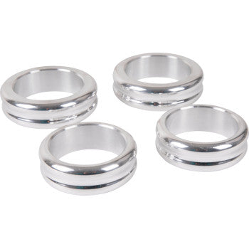 Upgrade your ATV with Lift Kit Ridge by High Lifter—four silver metal rings with a raised center ridge, ideal for big wheel kits or boosting ground clearance in your ATV lift kit projects.