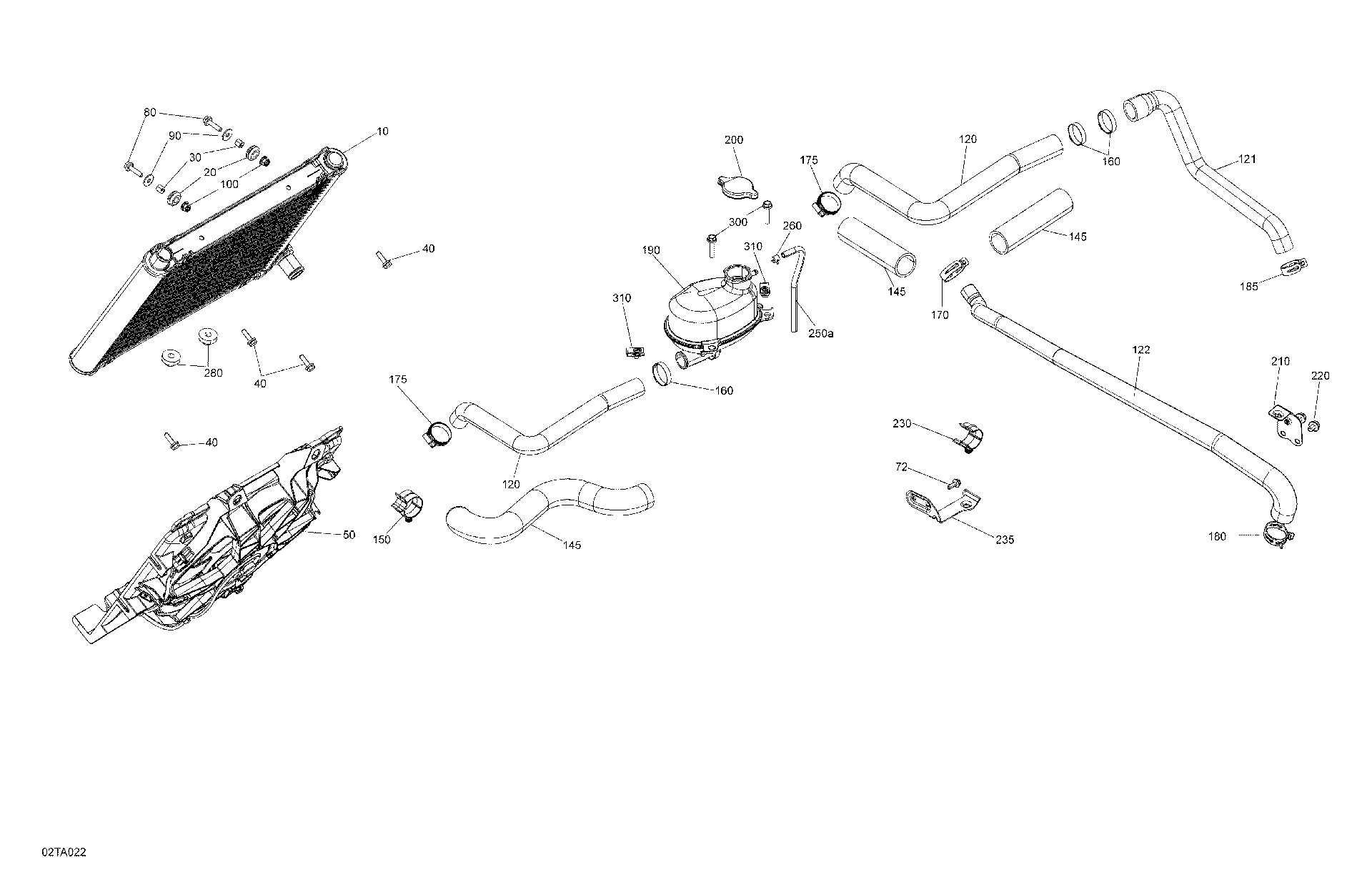 An Image of a Genuine Can-Am Parts Schematic Diagram showing the schematic - ENGINE - COOLING