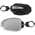 Photon Side View Mirror Oval Black / Silver 1.875" 2" ROPS Pair by Seizmik