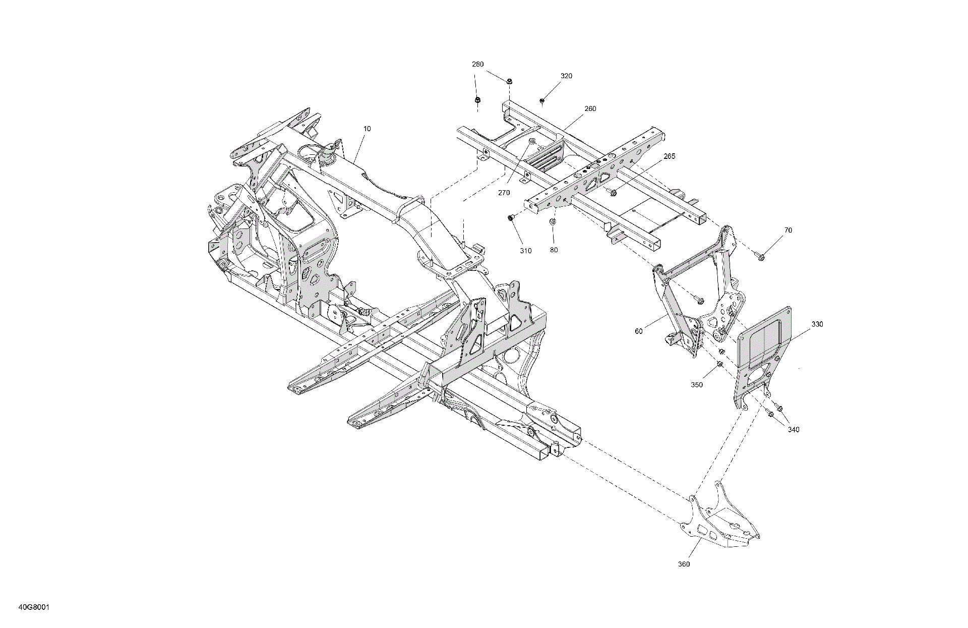 An Image of a Genuine Can-Am Parts Schematic Diagram showing the schematic - FRAME - SYSTEM