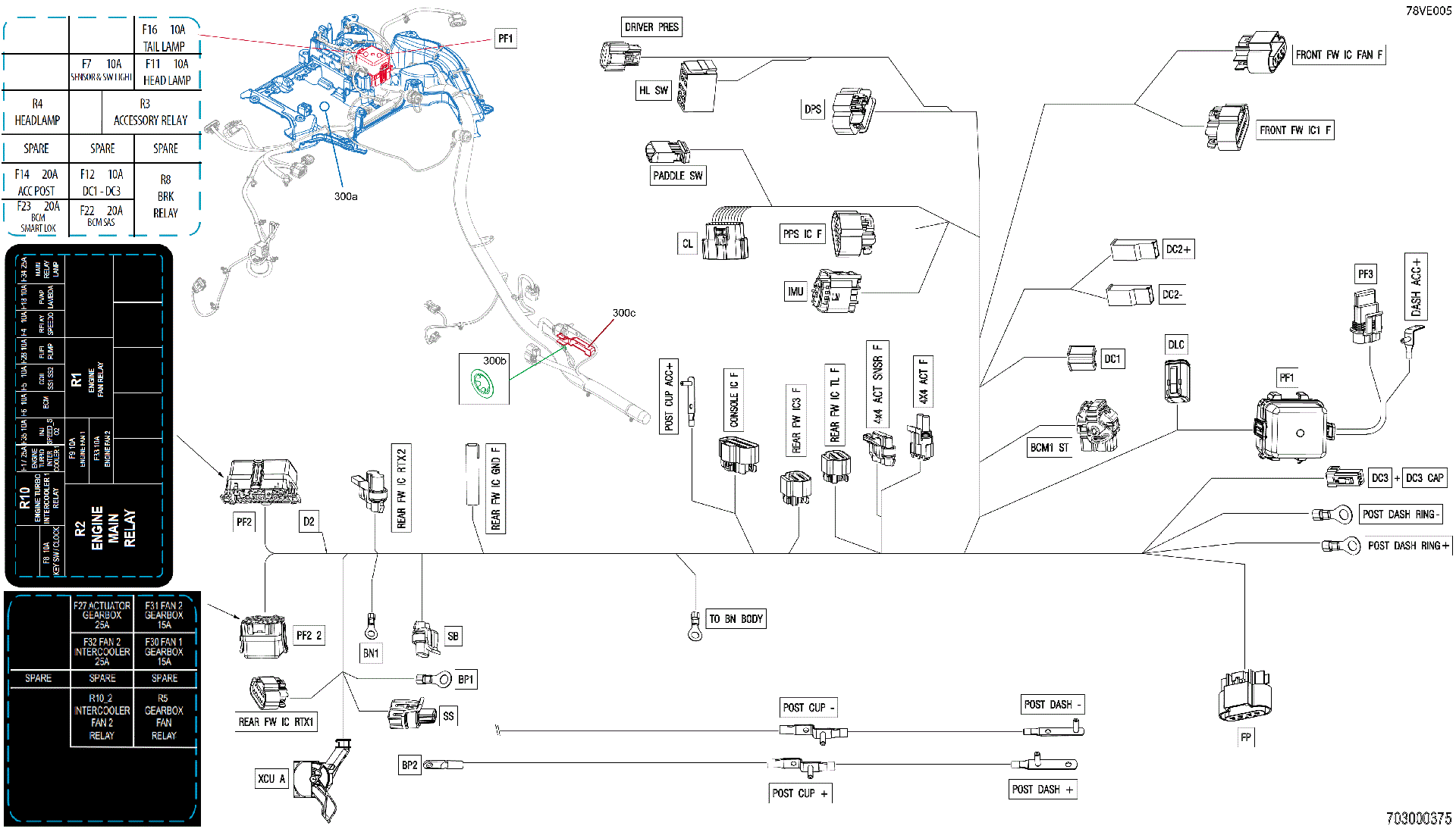 An Image of a Genuine Can-Am Parts Schematic Diagram showing the schematic - ELECTRIC - MAIN HARNESS - 710007487