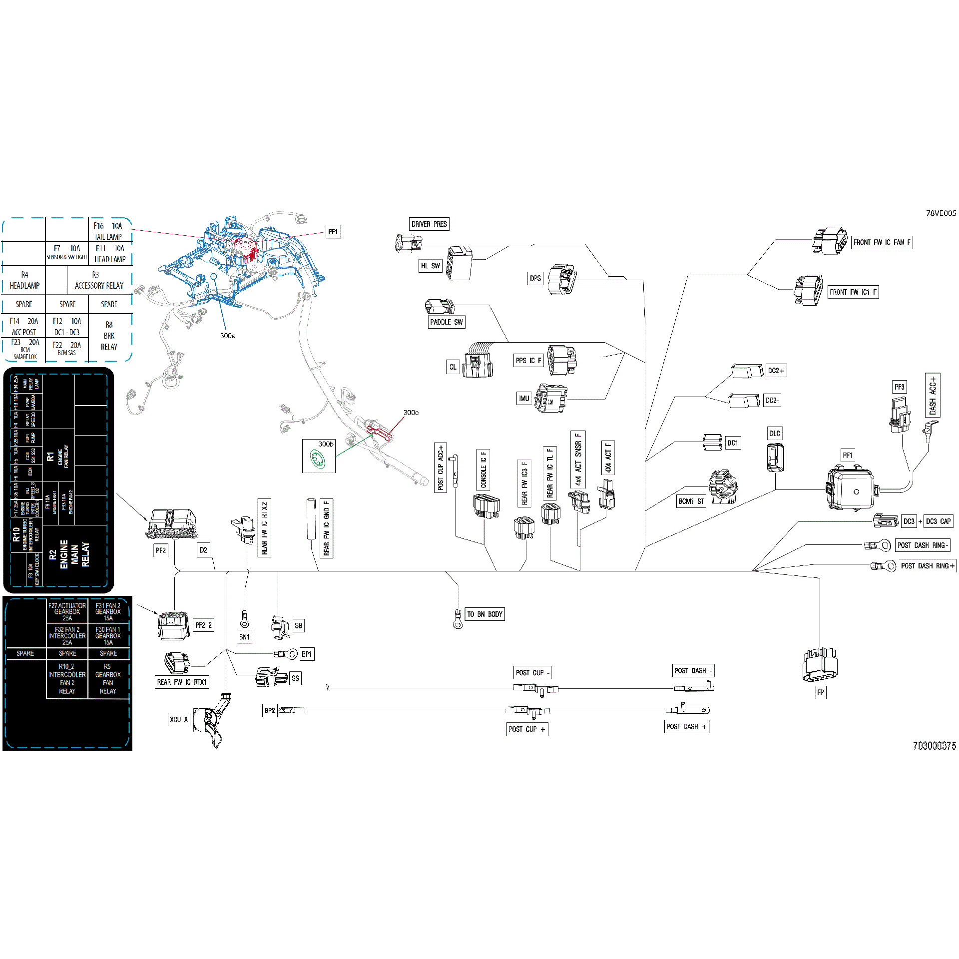 An Image of a Genuine Can-Am Parts Schematic Diagram showing the schematic - ELECTRIC - MAIN HARNESS - 710007487