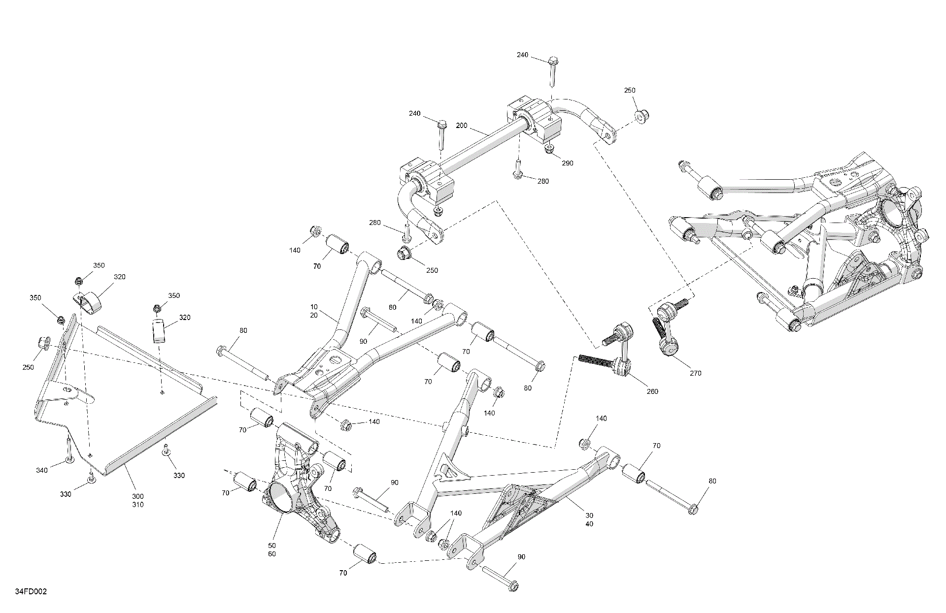An Image of a Genuine Can-Am Parts Schematic Diagram showing the schematic - SUSPENSION - REAR COMPONENTS