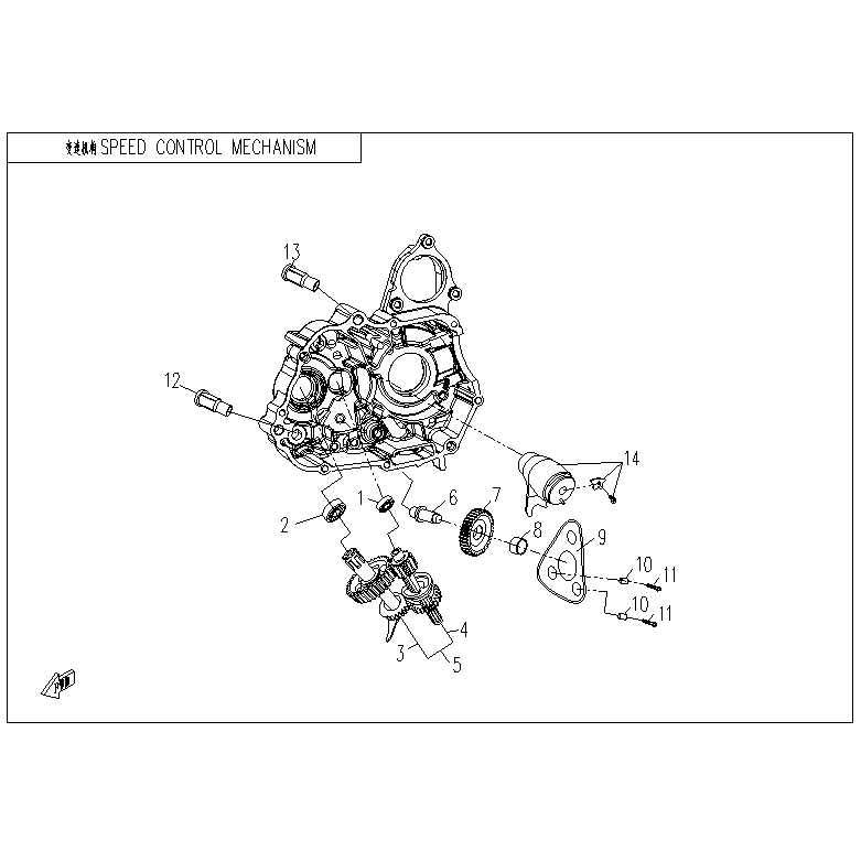 An Image of a genuine CFMOTO Parts Schematic Diagram showing the group - SPEED CONTROL MECHANISM - 2023 CFMOTO CFORCE 110