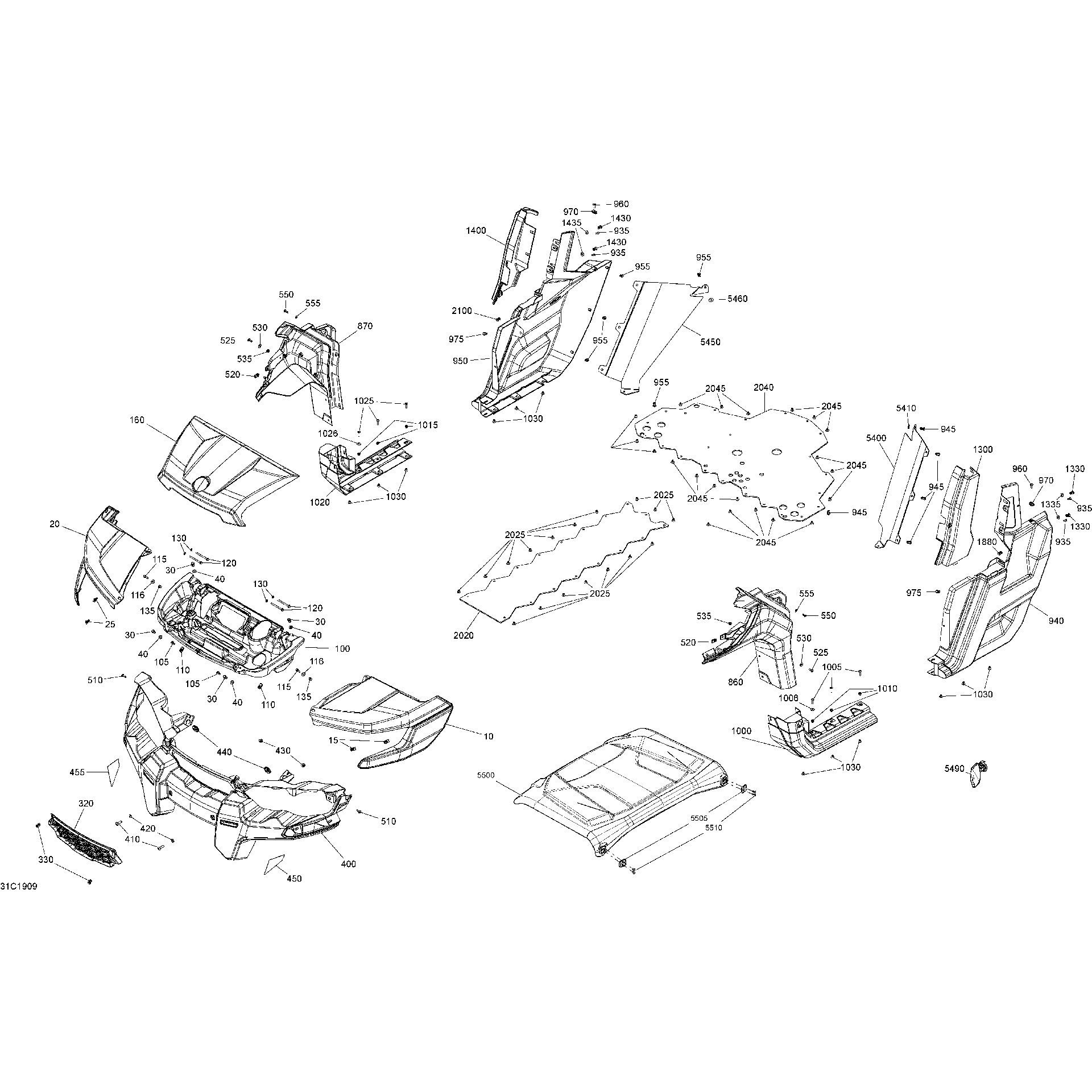 An Image of a Genuine Can-Am Parts Schematic Diagram showing the schematic - BODY - INTENSE RED