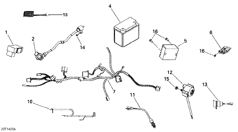 An Image of a Genuine Can-Am Parts Schematic Diagram showing the schematic - ELECTRICAL COMPONENTS 