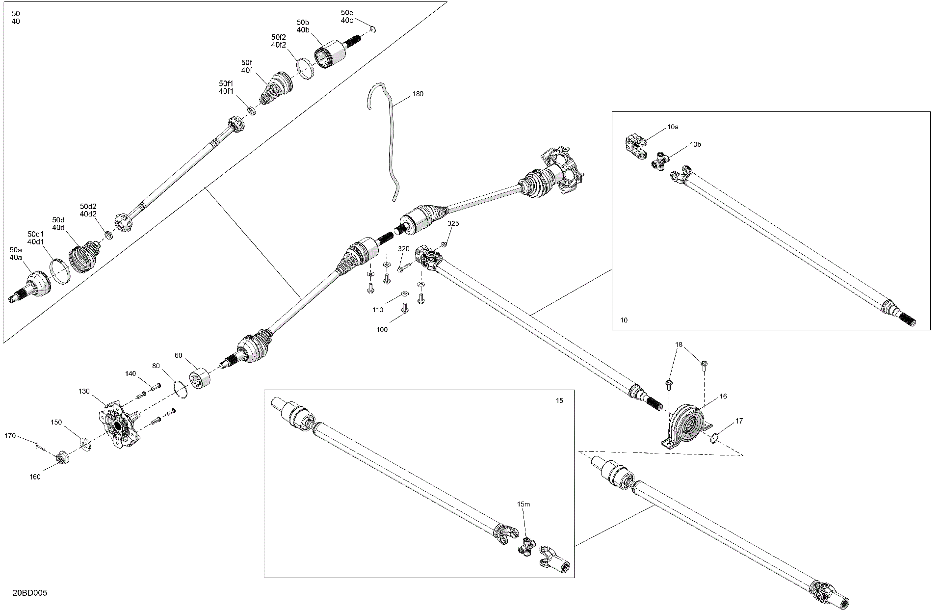 An Image of a Genuine Can-Am Parts Schematic Diagram showing the schematic - DRIVE - FRONT - COMMON PARTS