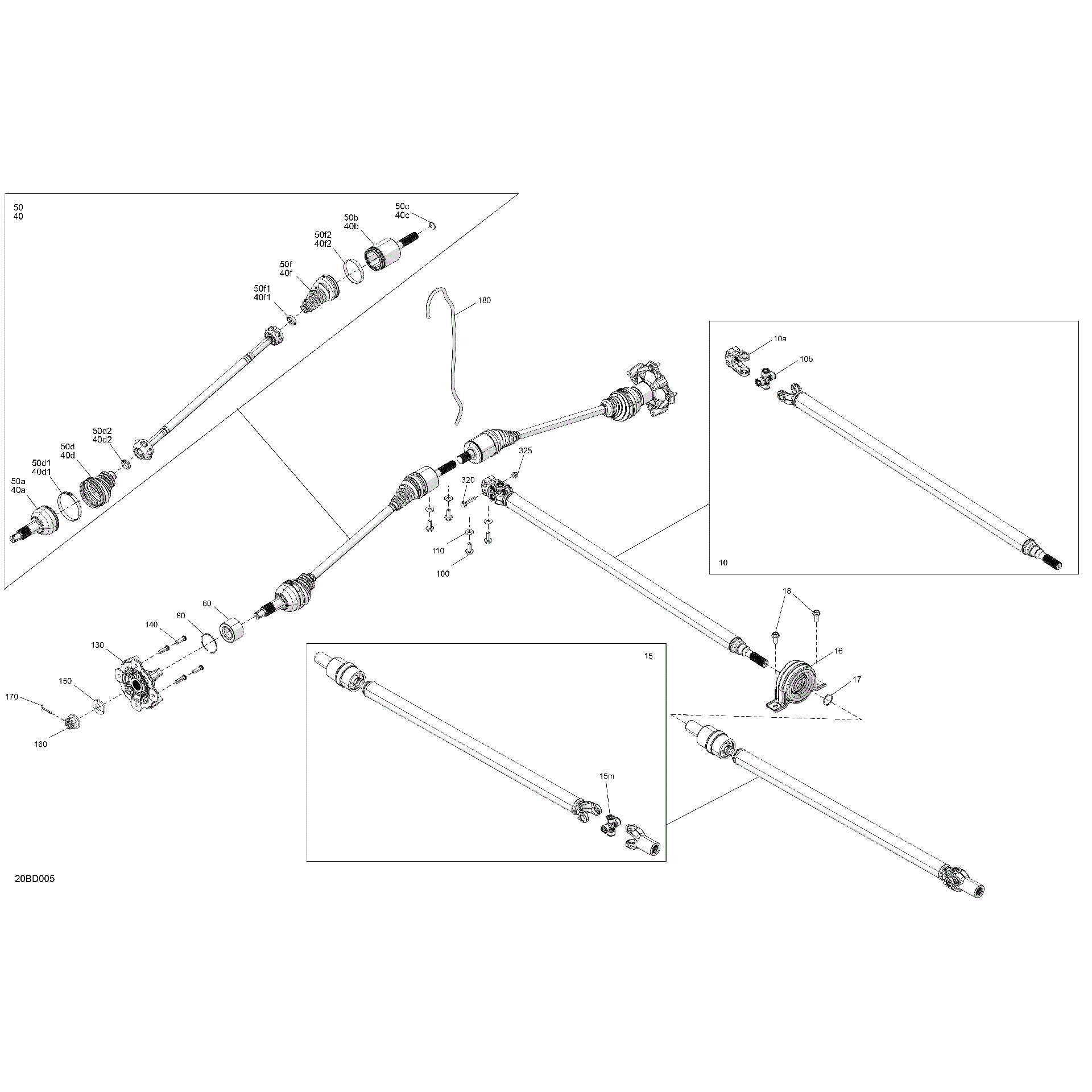 An Image of a Genuine Can-Am Parts Schematic Diagram showing the schematic - DRIVE - FRONT - COMMON PARTS