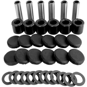The Clutch Rebuild Kit by Epi includes custom metal rollers, black washers, and rubber or plastic end caps—arranged in four rows on a white background—perfect for rebuilding Can Am clutch systems.