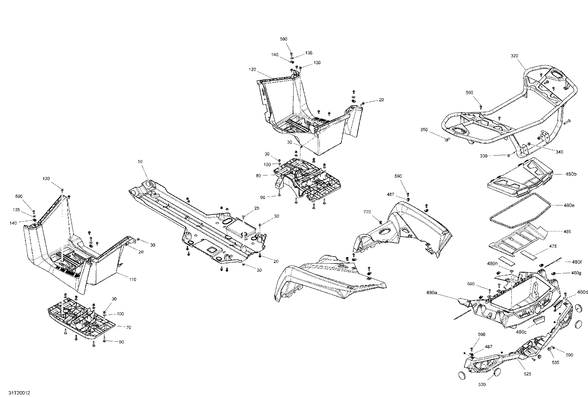 An Image of a Genuine Can-Am Parts Schematic Diagram showing the schematic - BODY - REAR SECTION - STD - DPS