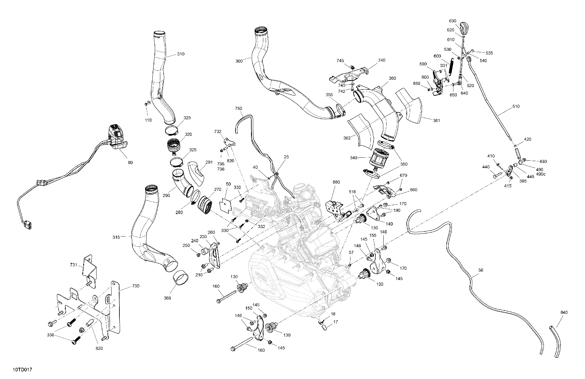 An Image of a Genuine Can-Am Parts Schematic Diagram showing the schematic - ENGINE - SYSTEM