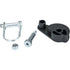 The Snow Plow Rope Guide Service Kit by Warn includes a metal clevis pin with wire lock, hex bolt, hex nut, and a black plastic bracket with two holes, all displayed on a white background.