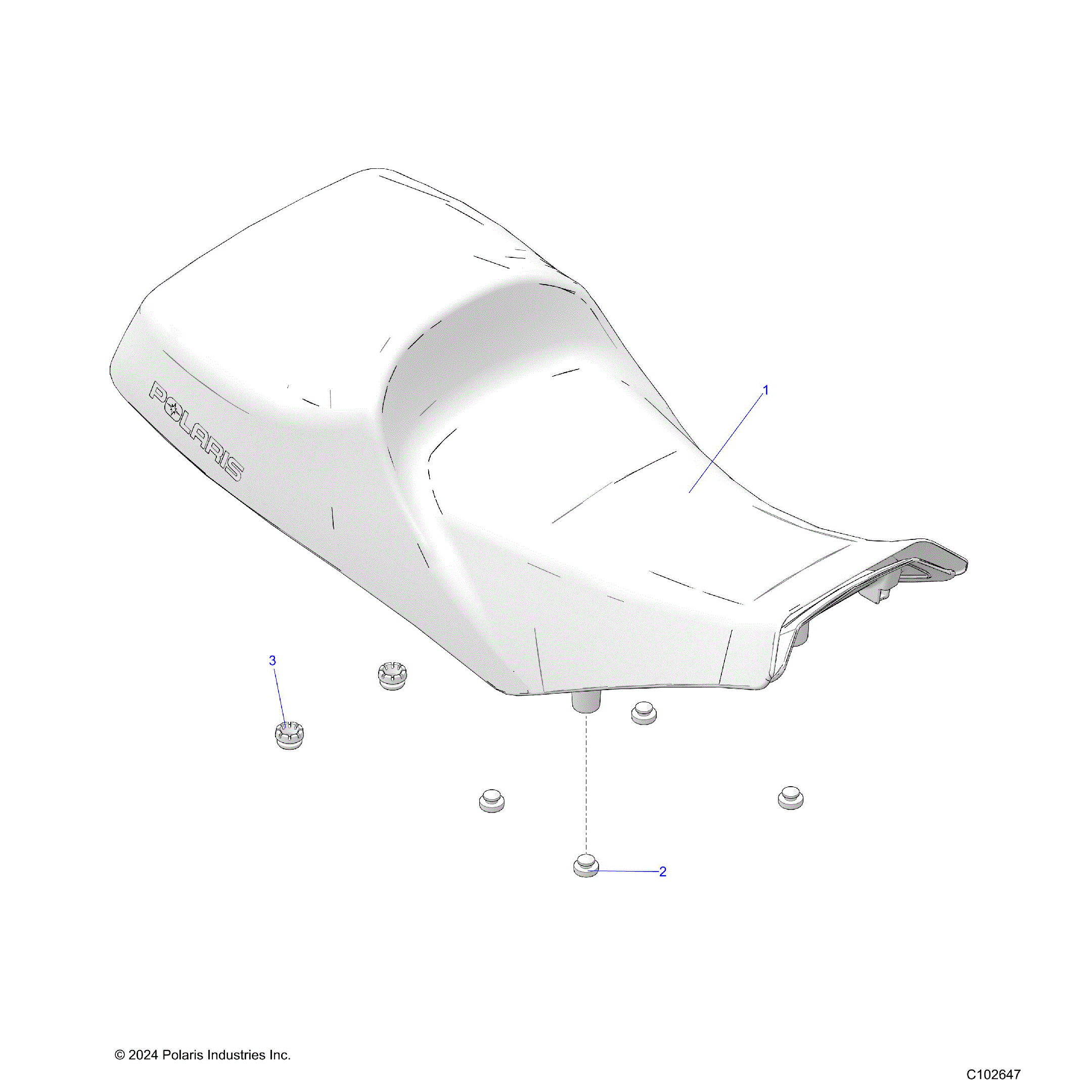 An Image of a Genuine Polaris Parts Schematic Diagram showing the schematic - BODY: SEAT - 2026 POLARIS SPORTSMAN 570 6X6 EPS 49S