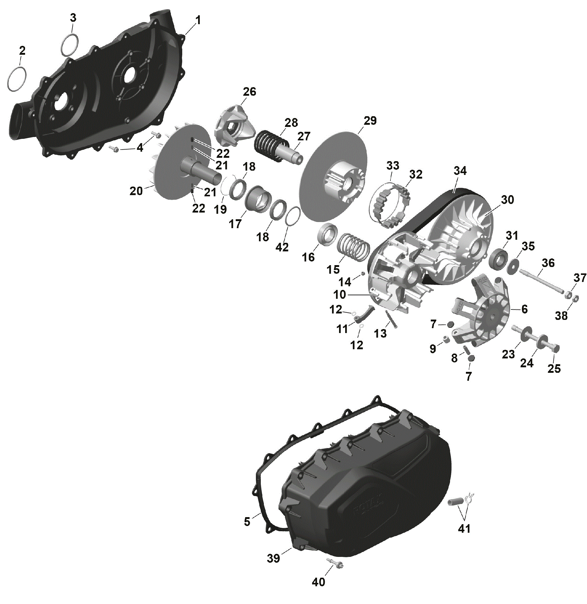 An Image of a Genuine Can-Am Parts Schematic Diagram showing the schematic - ROTAX - CVT