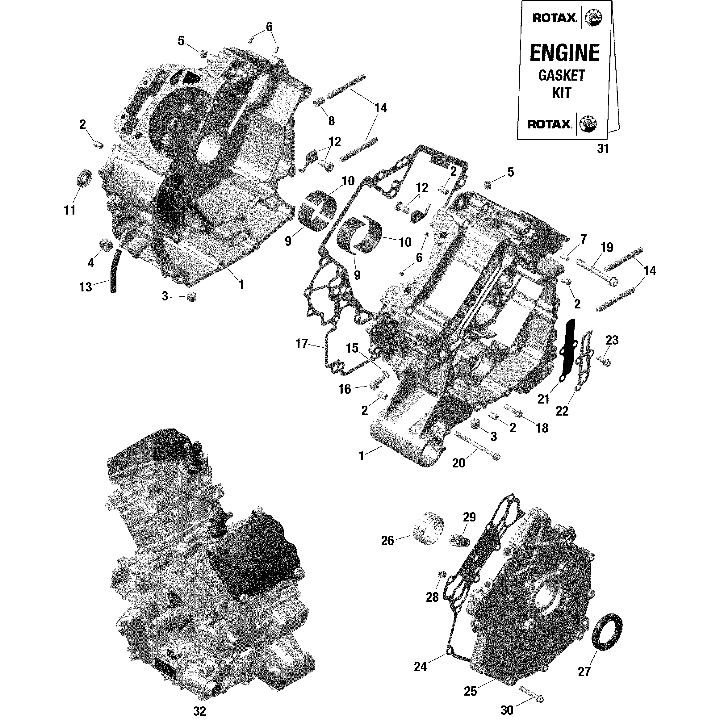 An Image of a Genuine Can-Am Parts Schematic Diagram showing the schematic - ENGINE - CRANKCASE - 1010 TSS
