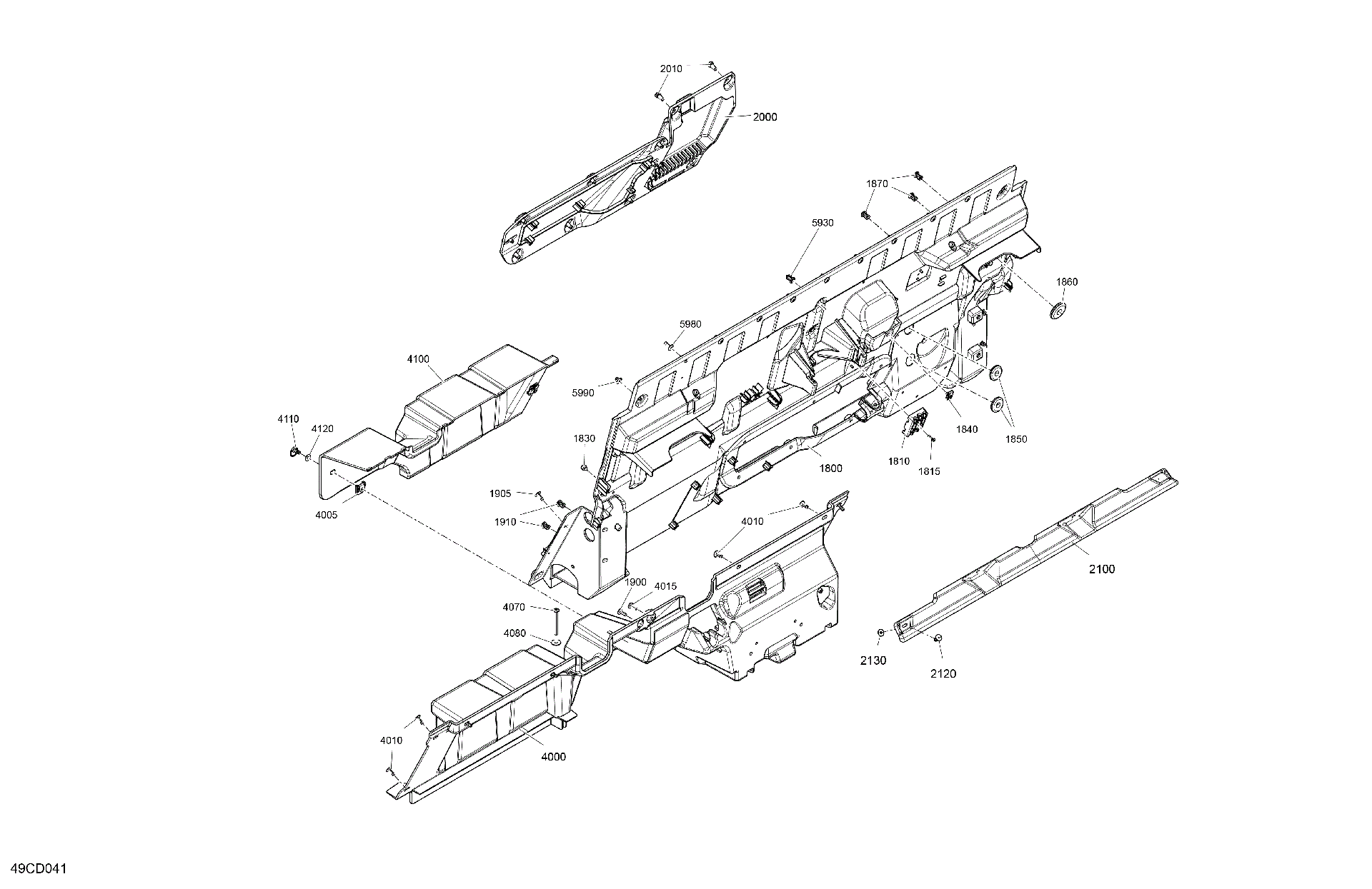 An Image of a Genuine Can-Am Parts Schematic Diagram showing the schematic - CAB INTERIOR - BACK WALL