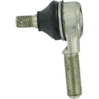 The Tie Rod End Left Inner Outer Right Inner Outer by Epi is a metal automotive ball joint with two threaded ends—one horizontal, one vertical—joined by a black rubber boot for OEM-quality durability and extended performance.