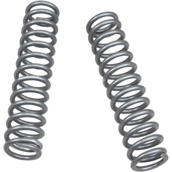 Two identical silver Shock Springs Front by High Lifter are shown side by side on a white background, ideal as OEM replacement shock components to reduce fatigue.