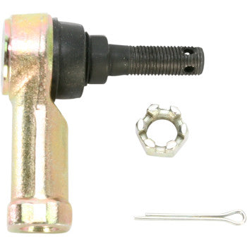 The Tie Rod End Left Inner Outer Right Inner Outer by Epi features a metal threaded shaft, shown with a castle nut and cotter pin on a white background—offering OEM quality for a stronger, longer-lasting replacement fit.