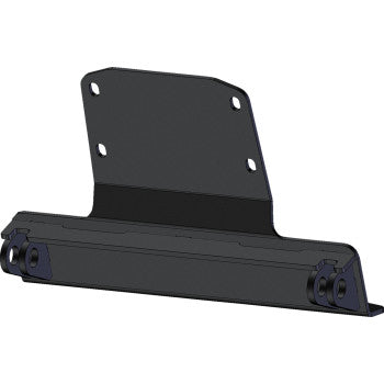 Black metal CF Moto plow mount bracket with four top mounting holes and reinforced base for UTV attachment.