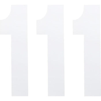 The FX Number 1 White 8" by Factory Effex features a bold, sans-serif number "1" on a plain white background for a minimalist look. Perfect for easy number changes with its adhesive-backed vinyl design.
